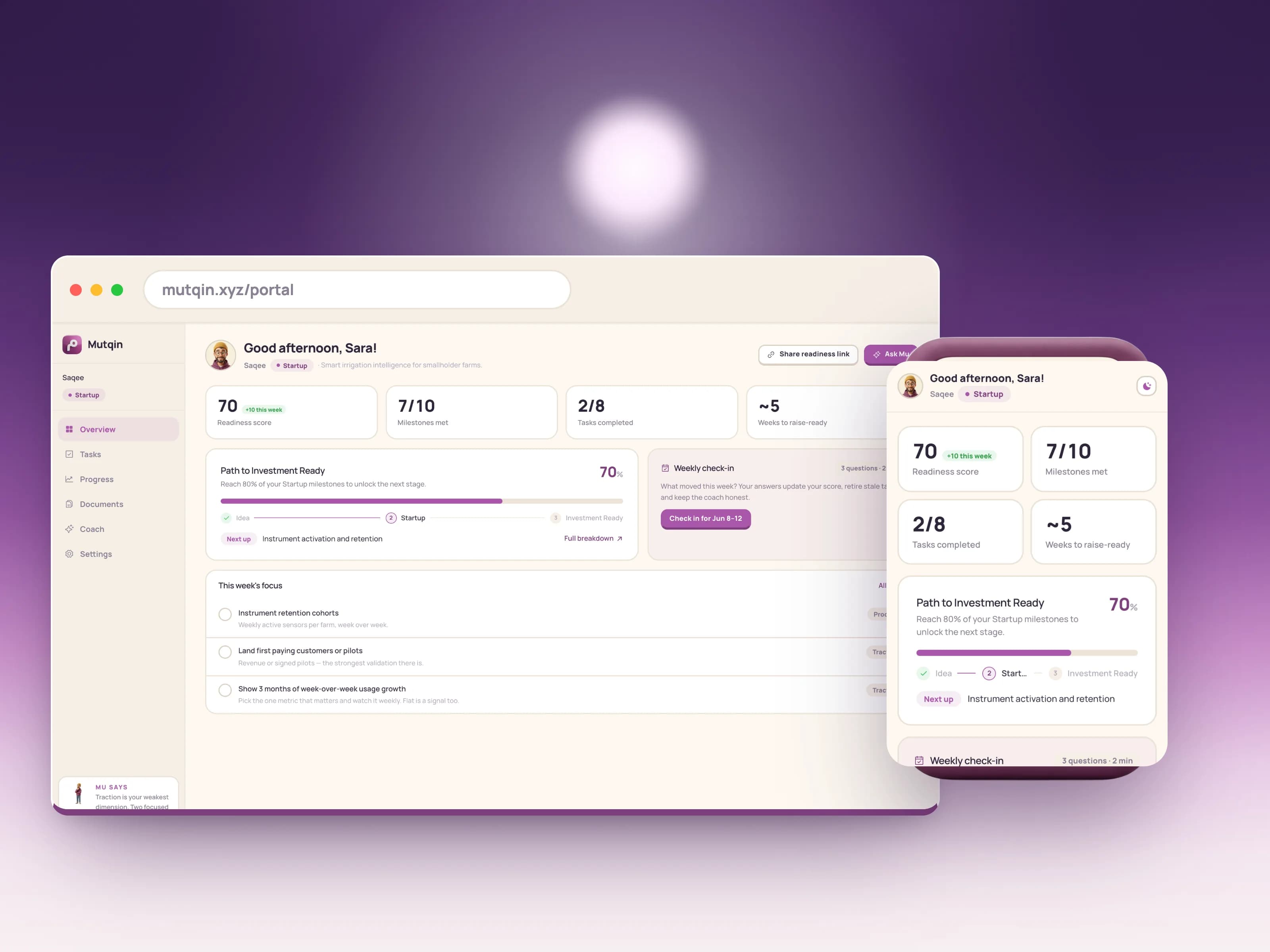 Mutqin — AI startup companion built by Itqan Studio